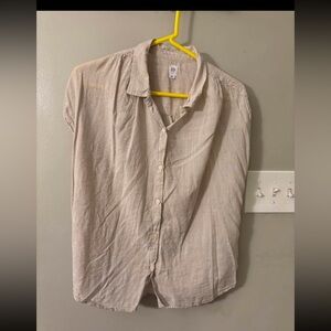 GAP Cream Blouse Short Sleeves Casual Style